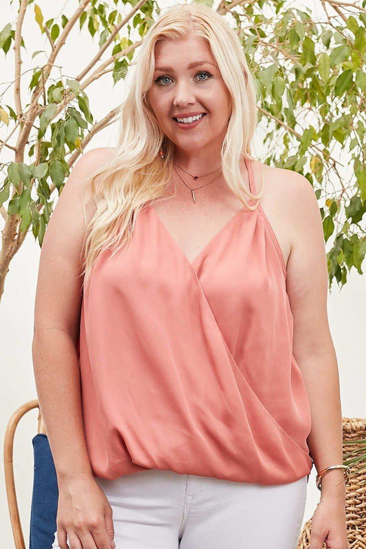 Front Surplice Pleats Back Shirring Solid Cami Top - Absolute Fashion 2020
