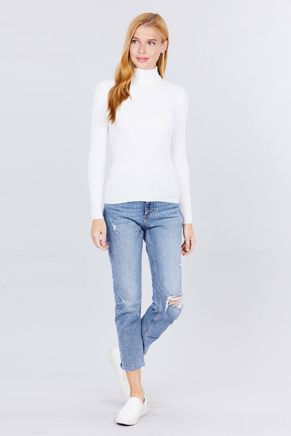 Turtle Neck Viscose Rib Sweater - Absolute Fashion 2020
