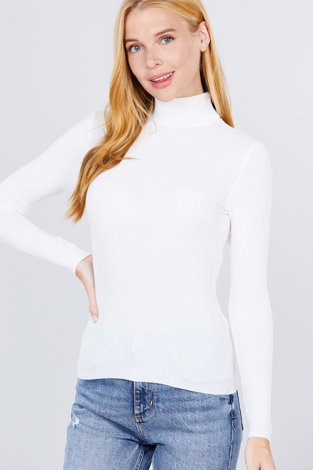 Turtle Neck Viscose Rib Sweater - Absolute Fashion 2020