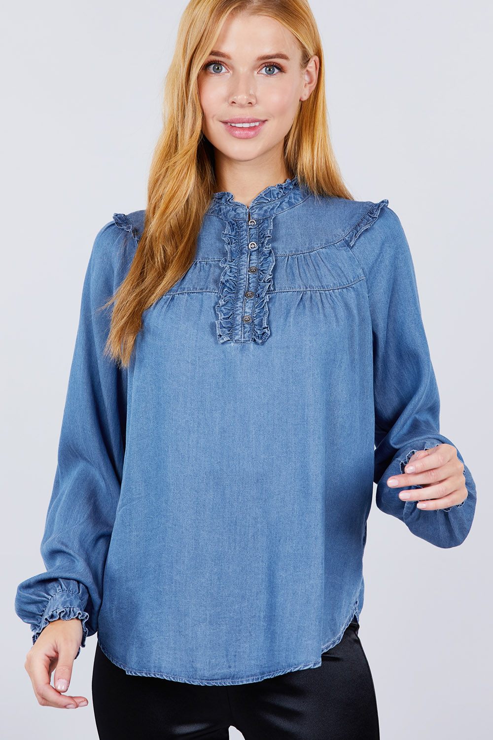 Frill Detail Tencel Top - Absolute Fashion 2020