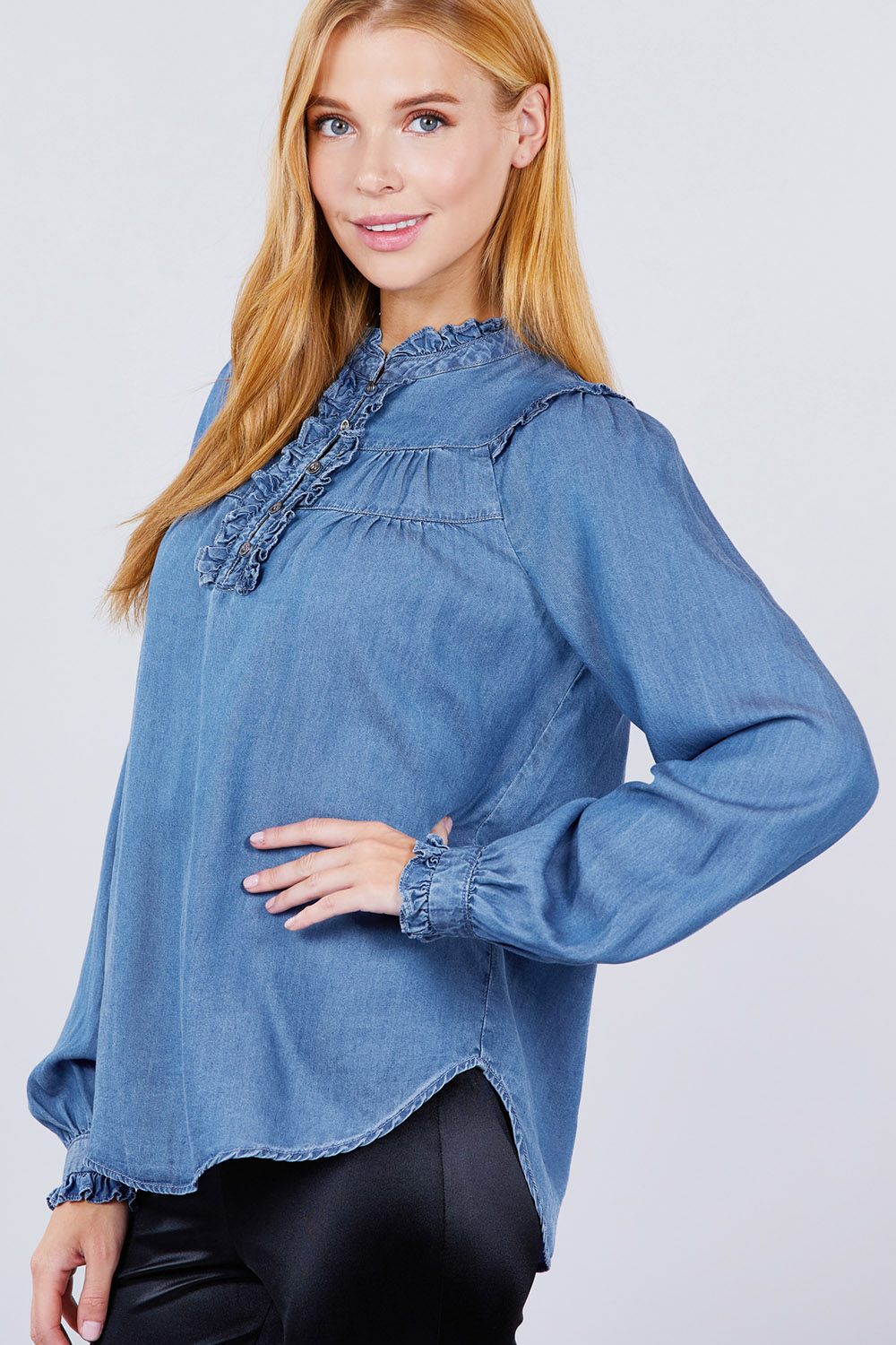 Frill Detail Tencel Top - Absolute Fashion 2020