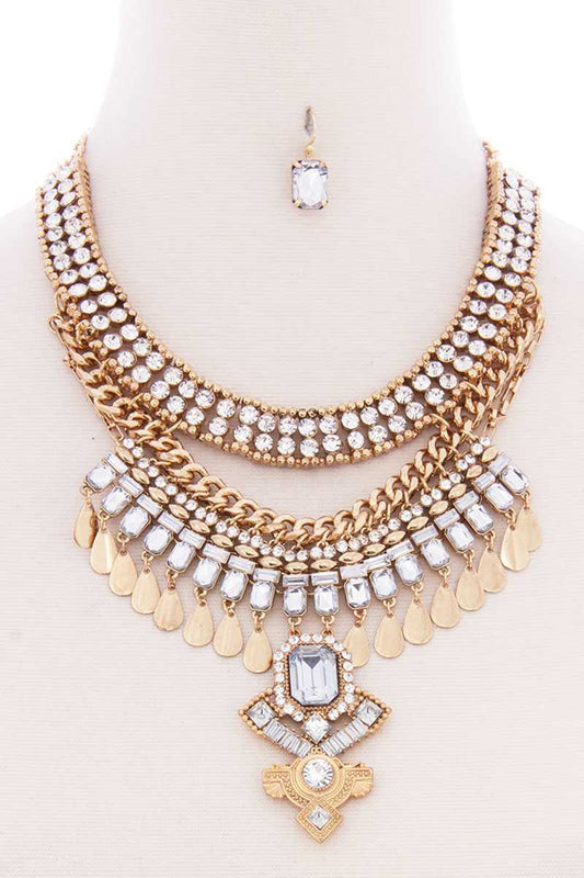 Chunky Antique Boho Bohemian Statement Necklace Earring Set - Absolute Fashion 2020