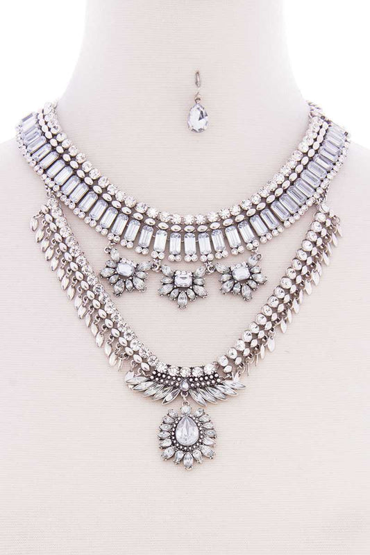 Chunky Antique Stone Boho Bohemian Statement Necklace Earring Set - Absolute Fashion 2020