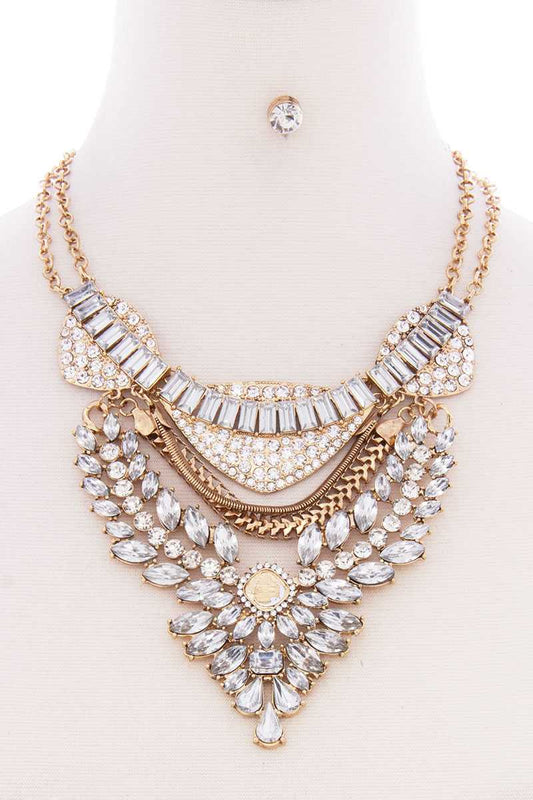 Chunky Antique Stone Boho Bohemian Statement Necklace Earring Set - Absolute Fashion 2020