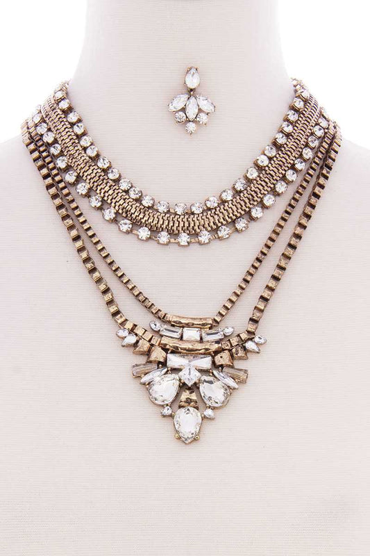 Chunky Antique Boho Bohemian Statement Necklace Earring Set - Absolute Fashion 2020