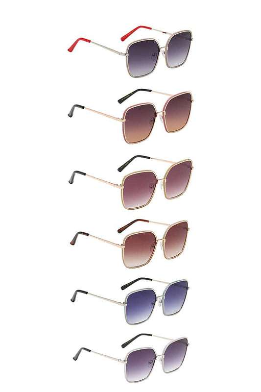Giselle Captivating Square Metallic Wire Frame Dazzled Barrel Ladies Shades Sunglasses - Absolute Fashion 2020