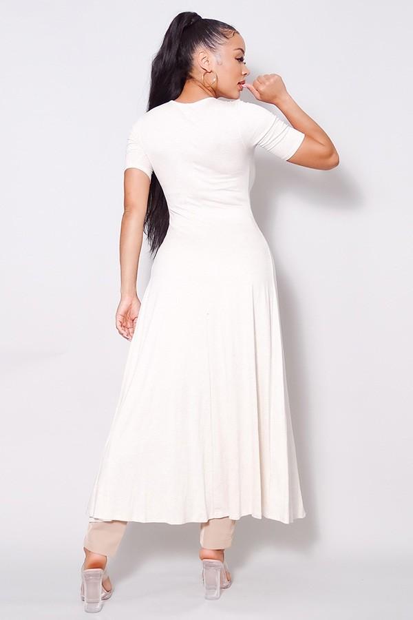 Elbow Sleeve Maxi Tank Top With Side Slits - Absolute Fashion 2020