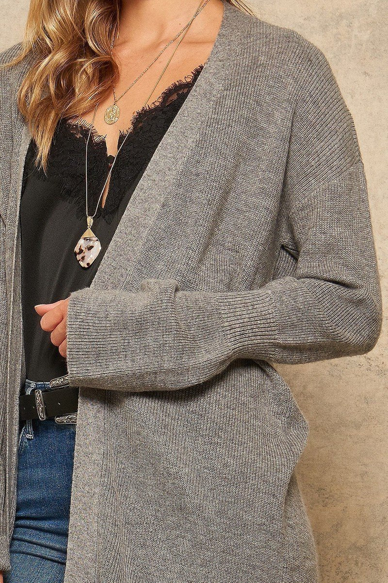 A Solid Ribbed Knit Cardigan - Absolute Fashion 2020
