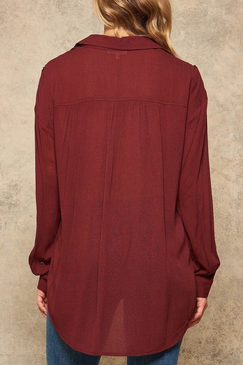 A Crinkled Woven Shirt Featuring Basic Collar - Absolute Fashion 2020