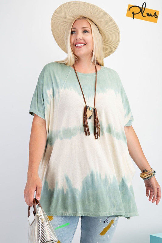 Short Sleeves Wave Washed Sheer Rayon Knit Top - Absolute Fashion 2020