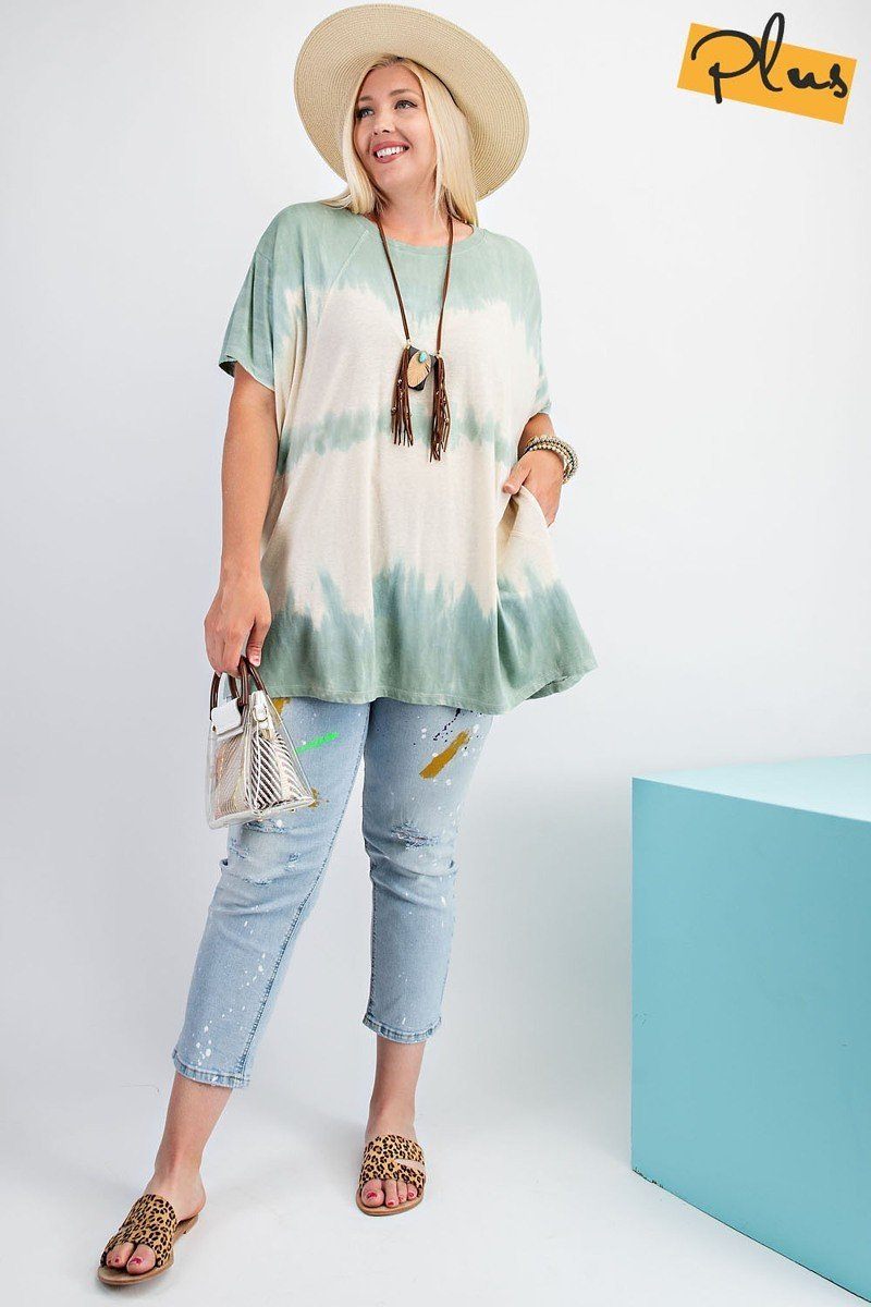 Short Sleeves Wave Washed Sheer Rayon Knit Top - Absolute Fashion 2020