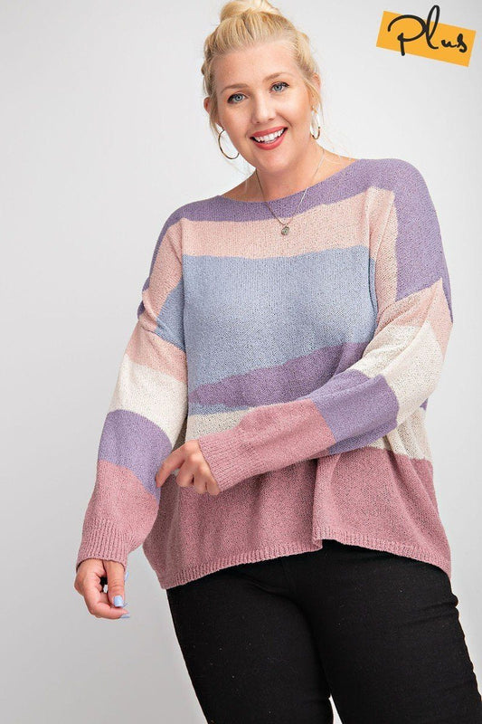 Striped Light Weight Knitted Sweater Top - Absolute Fashion 2020