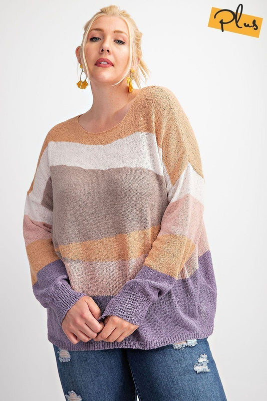 Striped Light Weight Knitted Sweater Top - Absolute Fashion 2020