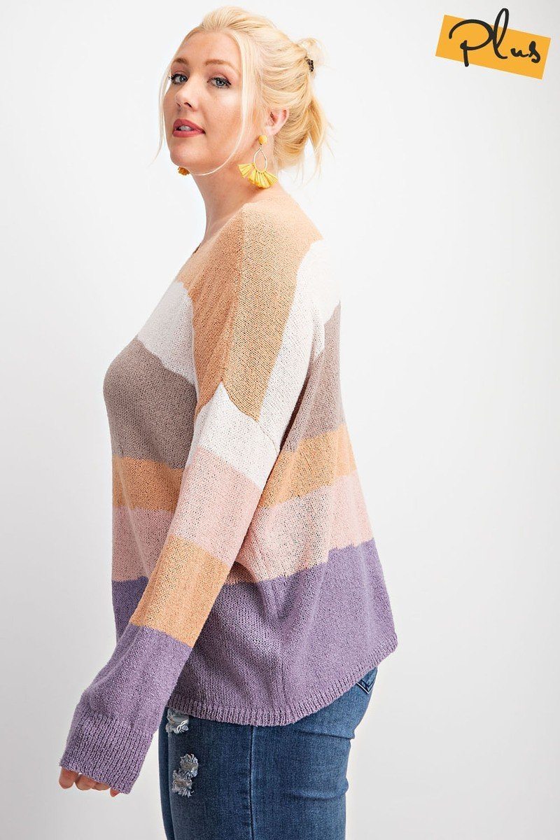 Striped Light Weight Knitted Sweater Top - Absolute Fashion 2020