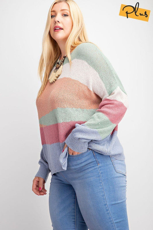 Striped Light Weight Knitted Sweater Top - Absolute Fashion 2020