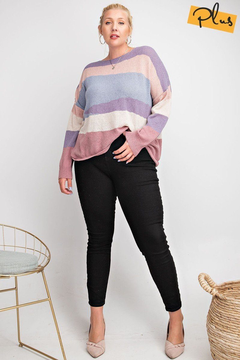 Striped Light Weight Knitted Sweater Top - Absolute Fashion 2020