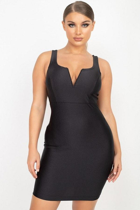Sleeveless Stretch Satin Mini Dress - Absolute Fashion 2020
