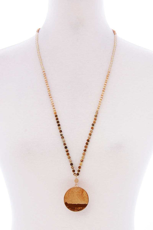 Wood Bead Pendant Long Becklace - Absolute Fashion 2020