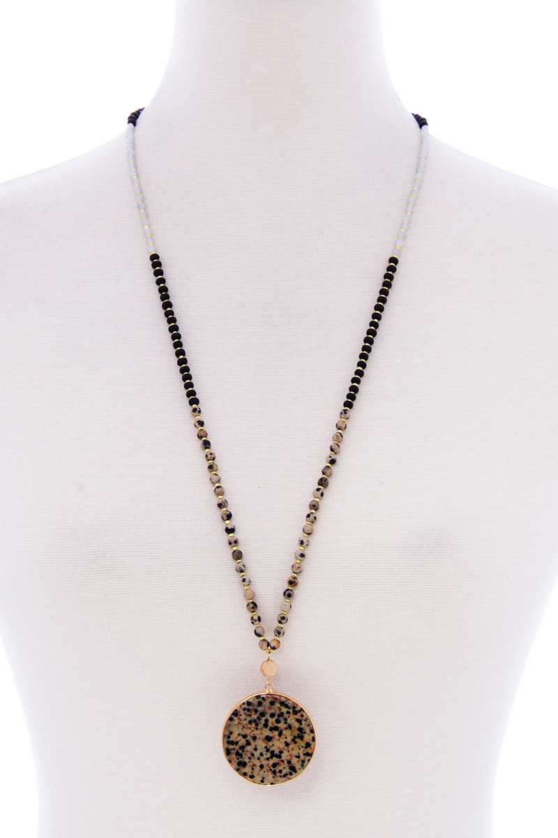 Wood Bead Pendant Long Becklace - Absolute Fashion 2020