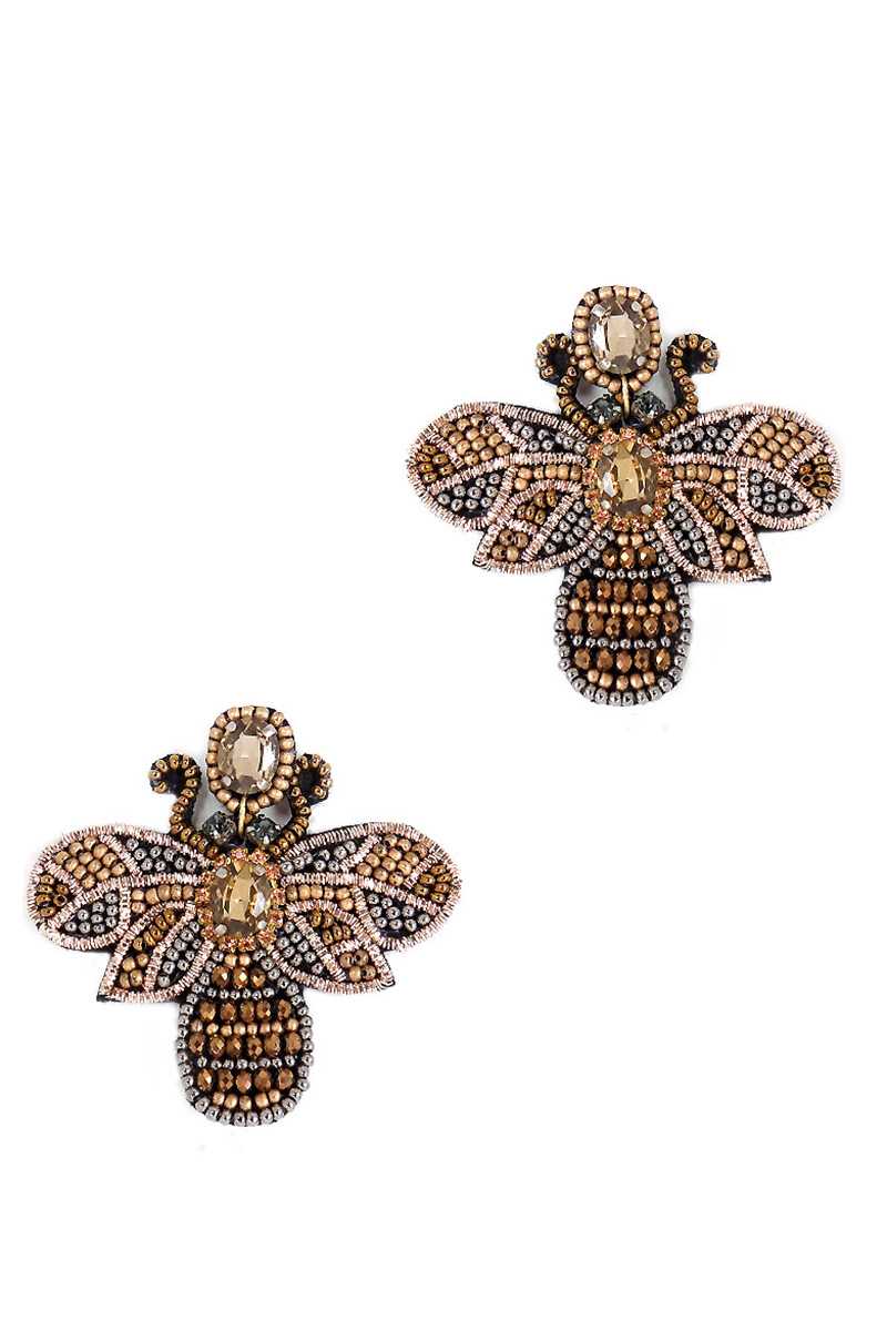 Seed Bead Stone Bee Earring - Absolute Fashion 2020