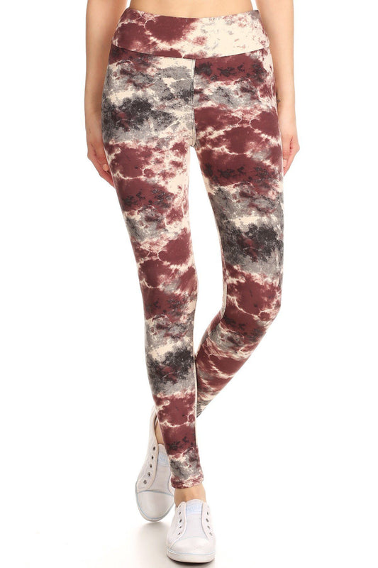 Yoga Style Banded Lined Tie Dye Print, Full Length Leggings In A Slim Fitting - Absolute Fashion 2020