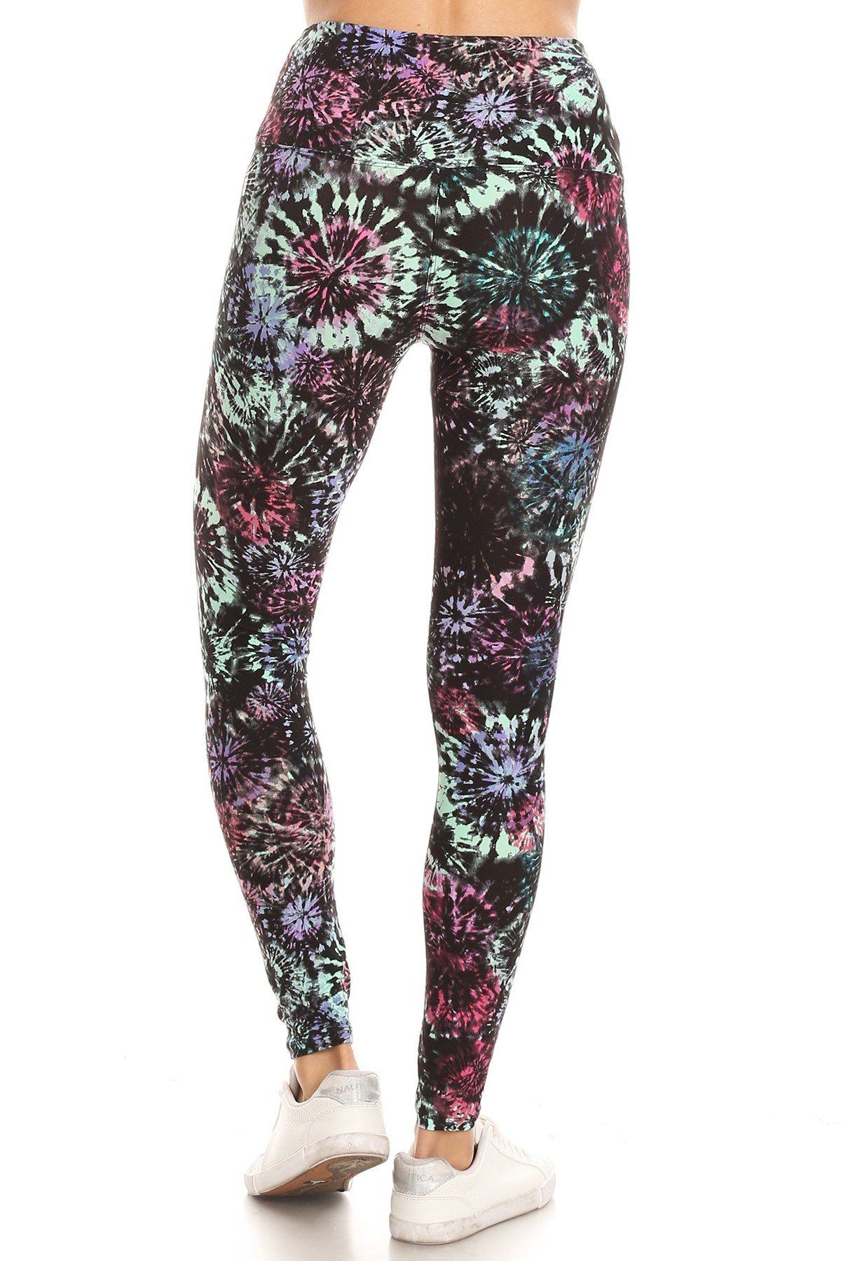 5-inch Long Yoga Style Banded Lined Tie Dye Printed Knit Legging With High Waist. - Absolute Fashion 2020
