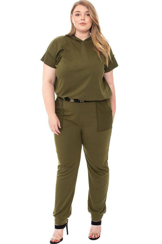 Camouflauge Detailed Jogger Plus Size Set - Absolute Fashion 2020
