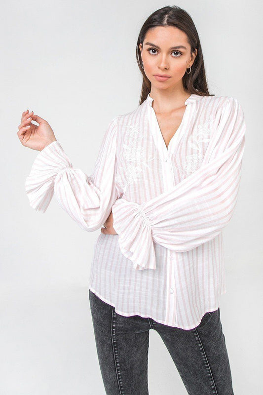 A Floral Eyelet And Solid Mixed Top - Absolute Fashion 2020