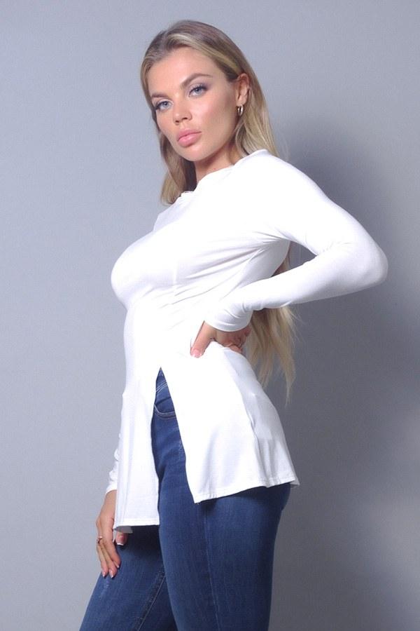 Sleek & Chic Fall Long Sleeve Slitted Top - Absolute Fashion 2020