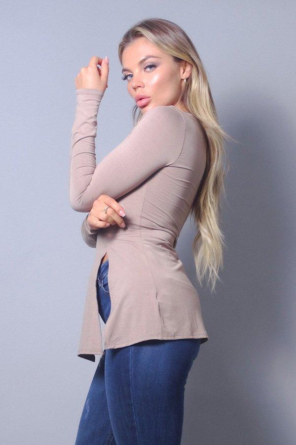 Sleek & Chic Fall Long Sleeve Slitted Top - Absolute Fashion 2020