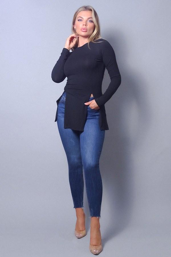 Sleek & Chic Fall Long Sleeve Slitted Top - Absolute Fashion 2020