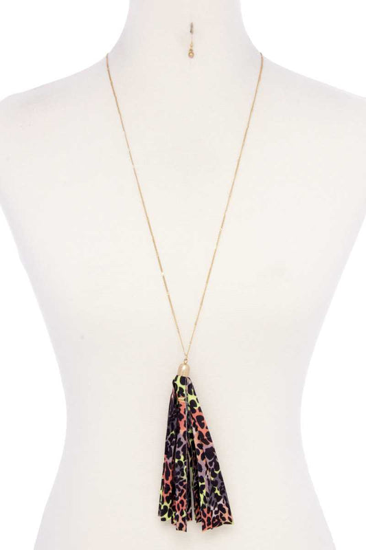 Animal Print Pattern Tassel Necklace - Absolute Fashion 2020