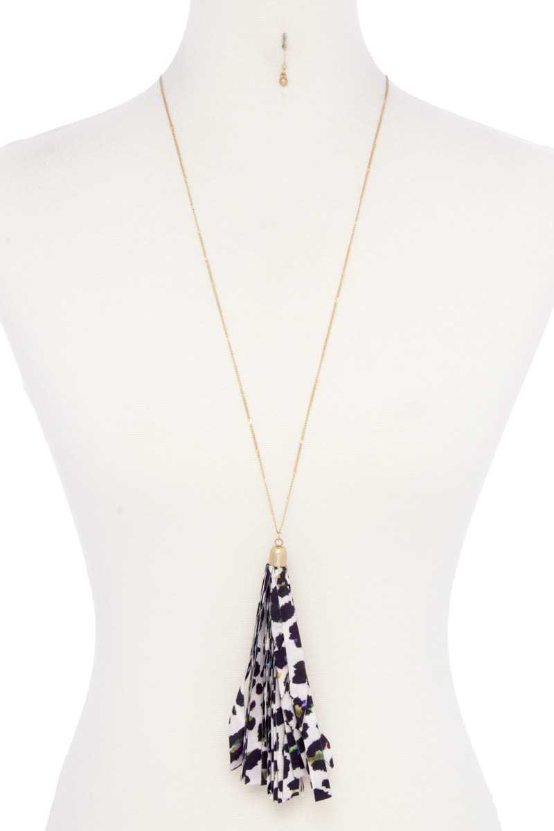 Animal Print Pattern Tassel Necklace - Absolute Fashion 2020