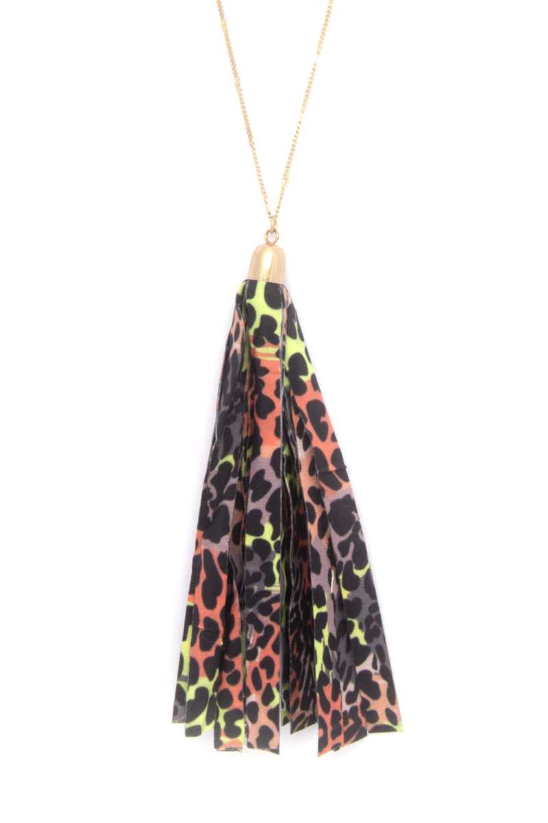 Animal Print Pattern Tassel Necklace - Absolute Fashion 2020