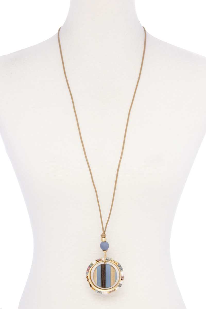 Wooden Pendant Suede Necklace - Absolute Fashion 2020