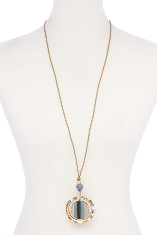 Wooden Pendant Suede Necklace - Absolute Fashion 2020