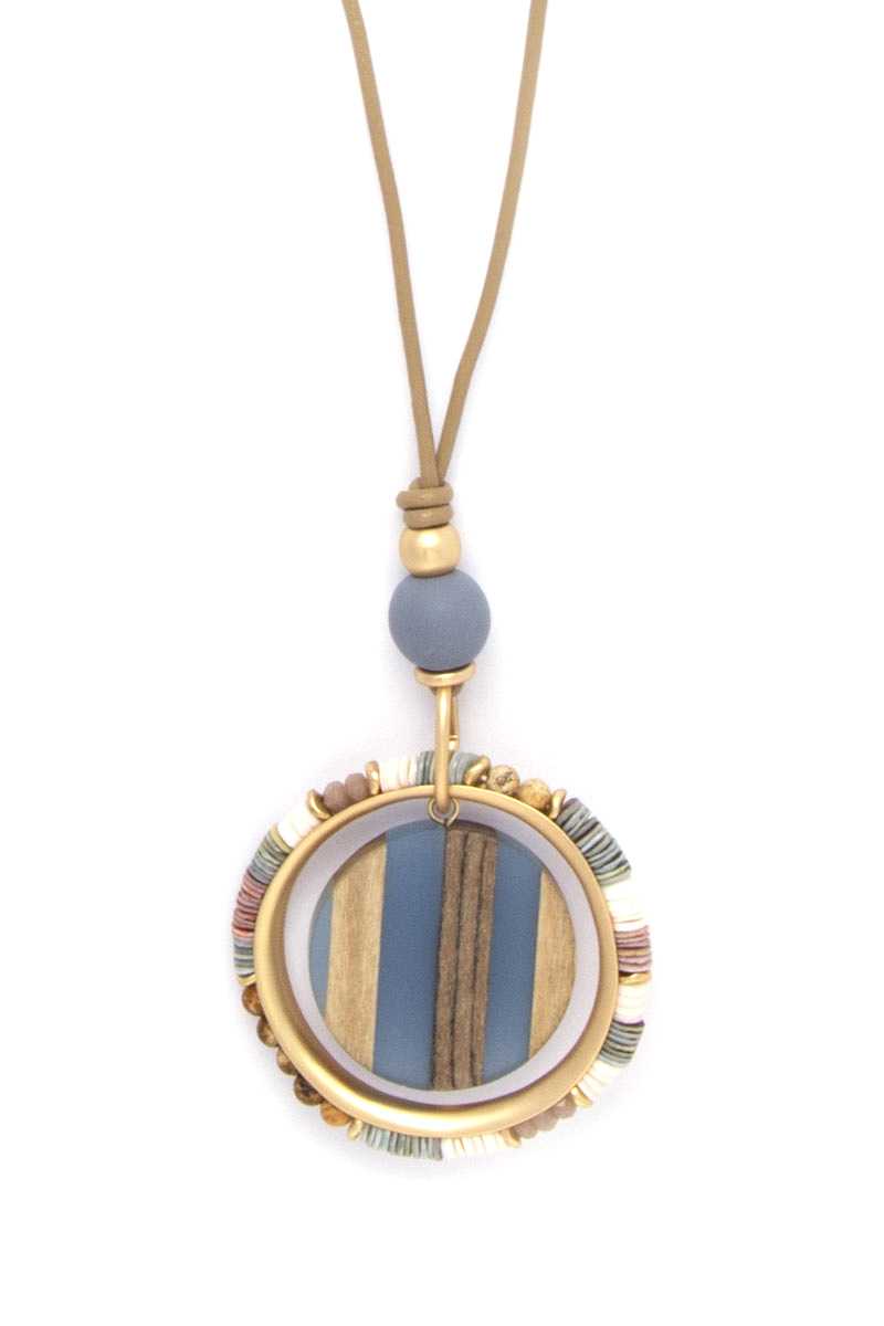 Wooden Pendant Suede Necklace - Absolute Fashion 2020