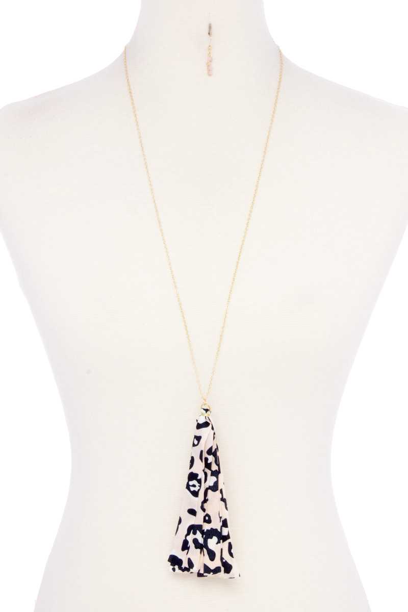 Animal Print Fabric Tassel Necklace - Absolute Fashion 2020