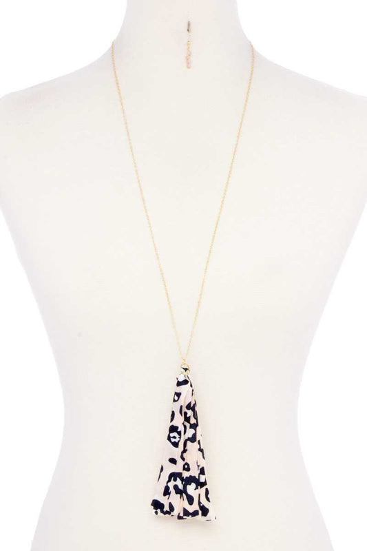 Animal Print Fabric Tassel Necklace - Absolute Fashion 2020