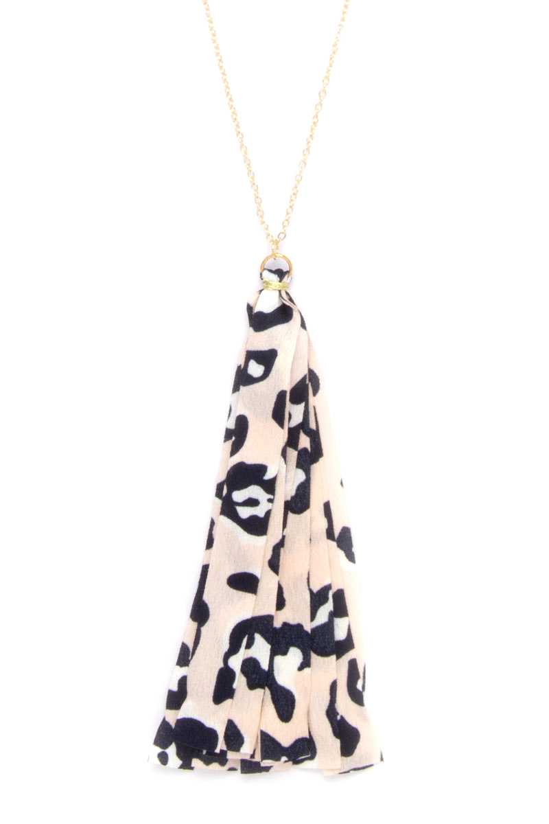 Animal Print Fabric Tassel Necklace - Absolute Fashion 2020