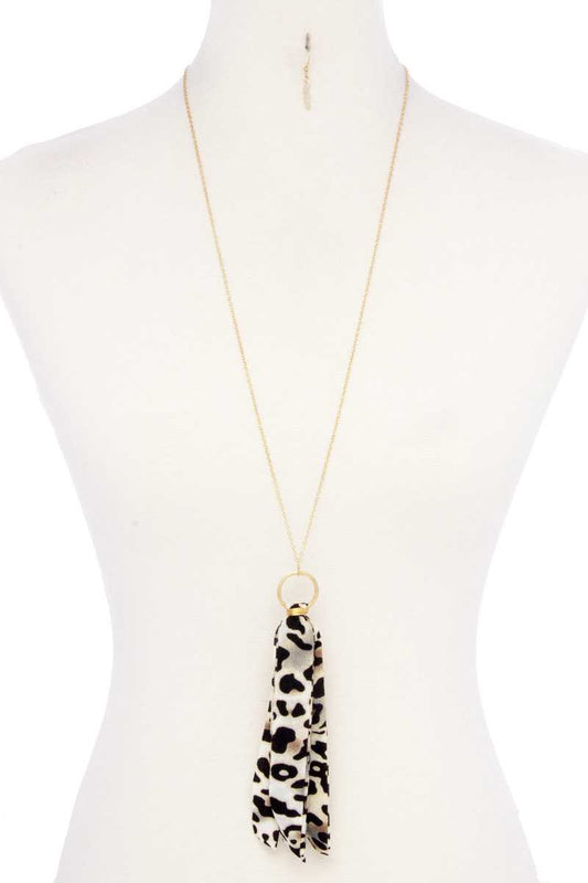 Animal Print Fabric Tassel Necklace - Absolute Fashion 2020