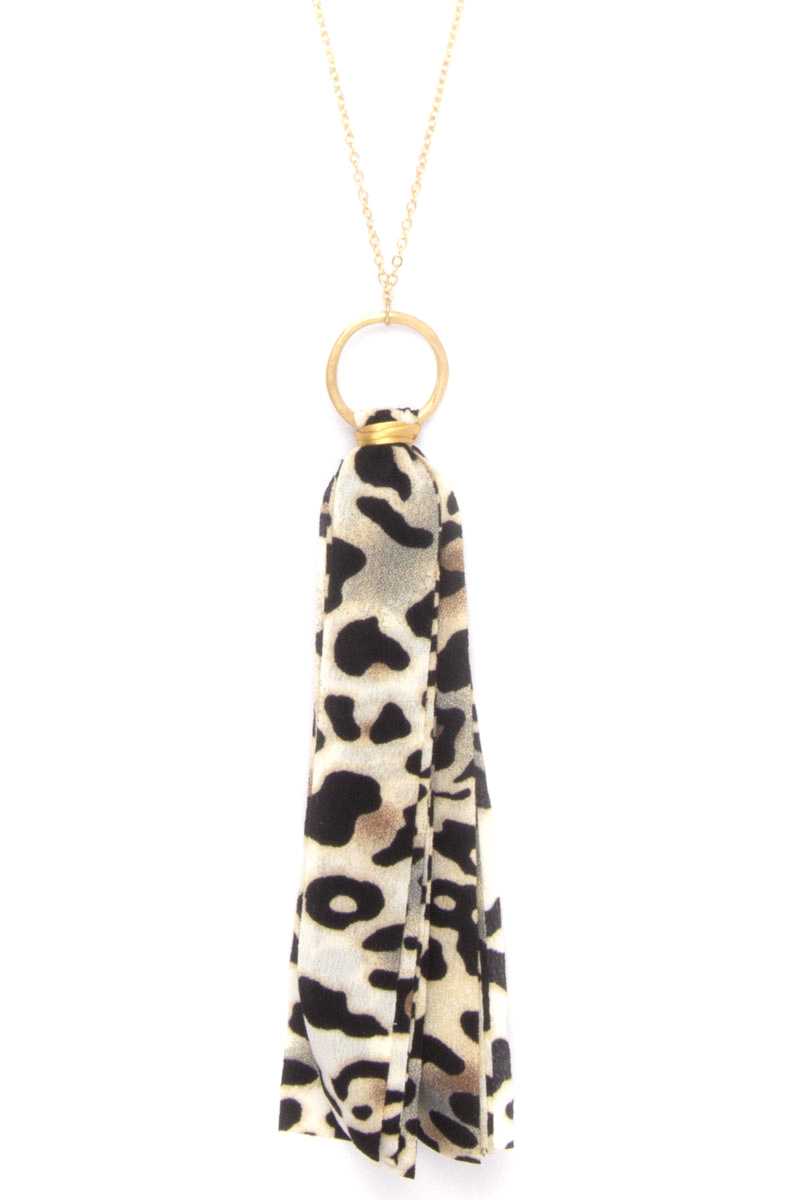 Animal Print Fabric Tassel Necklace - Absolute Fashion 2020