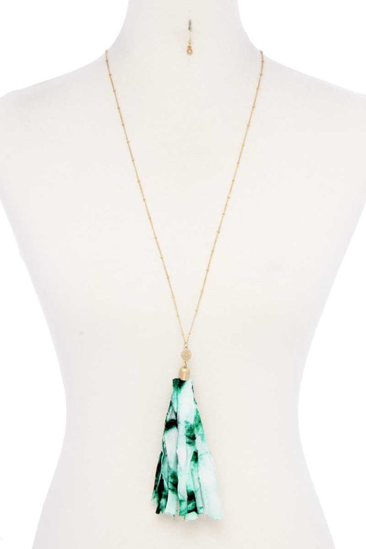 Tye Dye Fabric Tassel Necklace - Absolute Fashion 2020