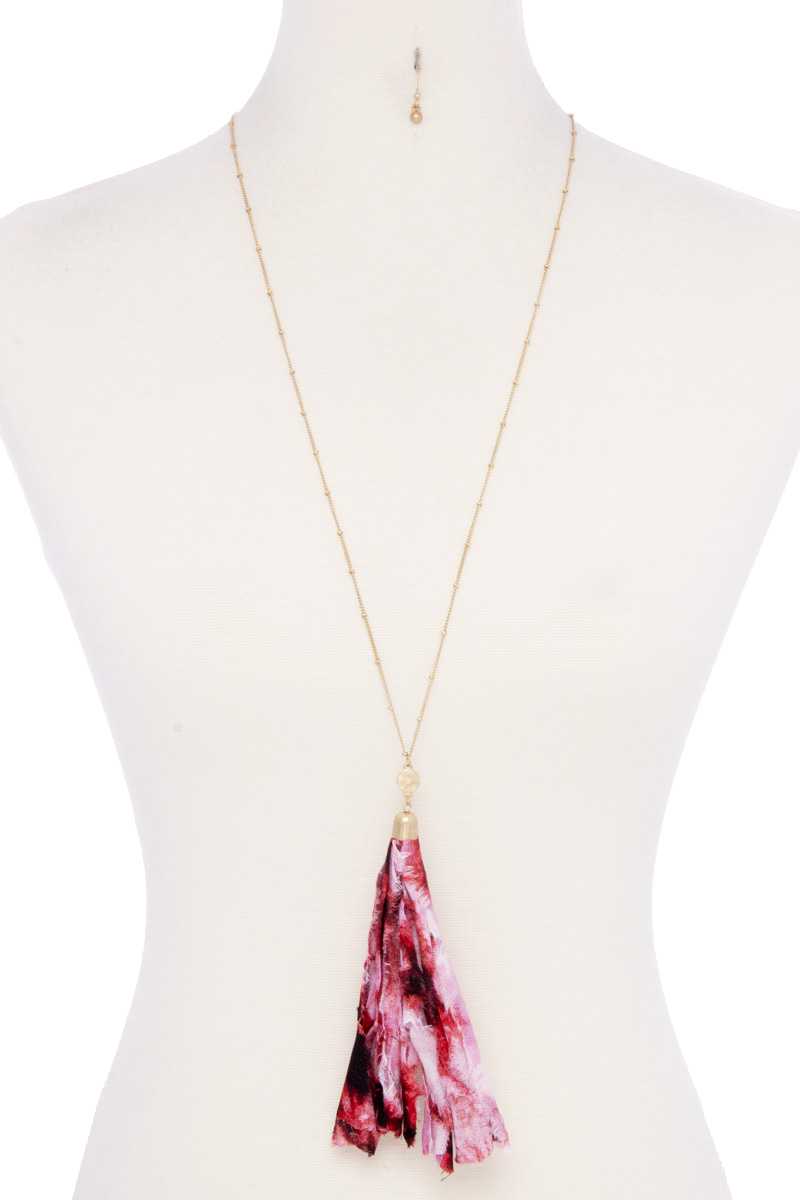 Tye Dye Fabric Tassel Necklace - Absolute Fashion 2020