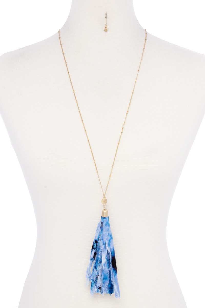 Tye Dye Fabric Tassel Necklace - Absolute Fashion 2020