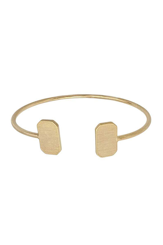 Double Metal Rectangle Open Bangle Bracelet - Absolute Fashion 2020
