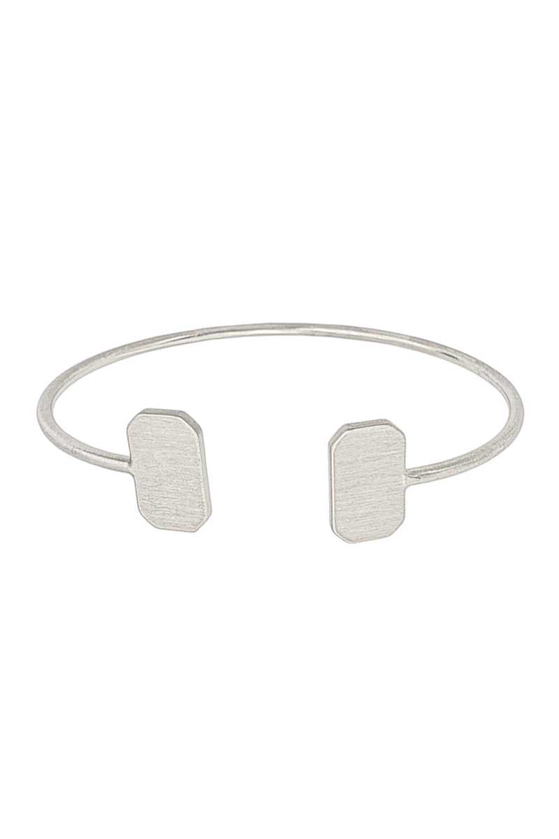 Double Metal Rectangle Open Bangle Bracelet - Absolute Fashion 2020