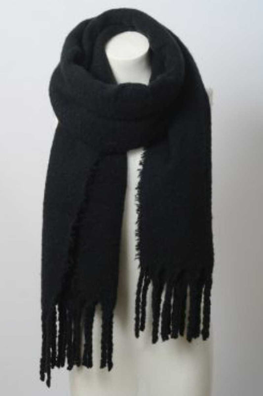 Cozy Mohair Solid Tassel Trim Blanket Scarf - Absolute Fashion 2020