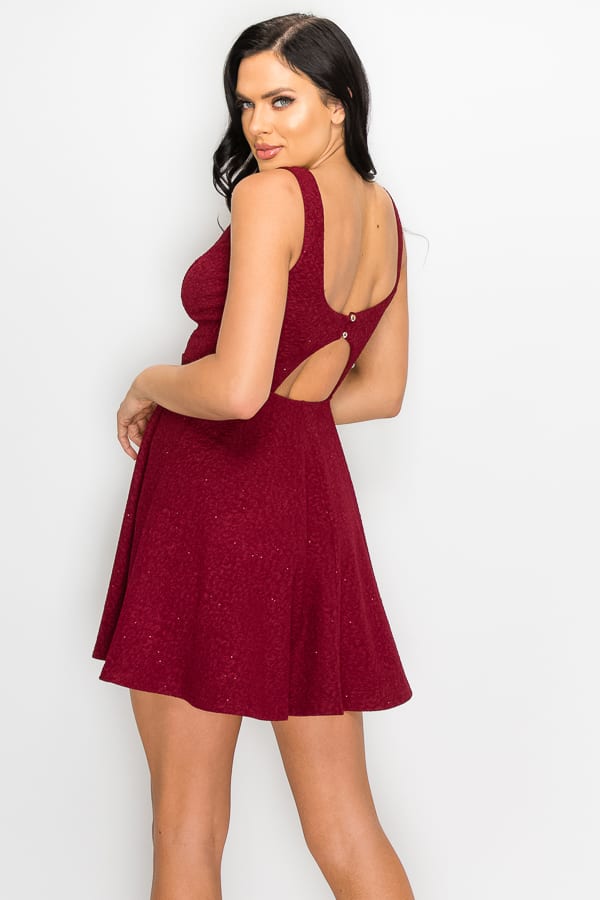 V-neck Back Cutout Skater Dress - Absolute Fashion 2020