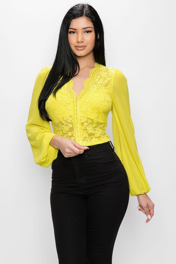 Bell Sleeve Lace Back Crop Top - Absolute Fashion 2020